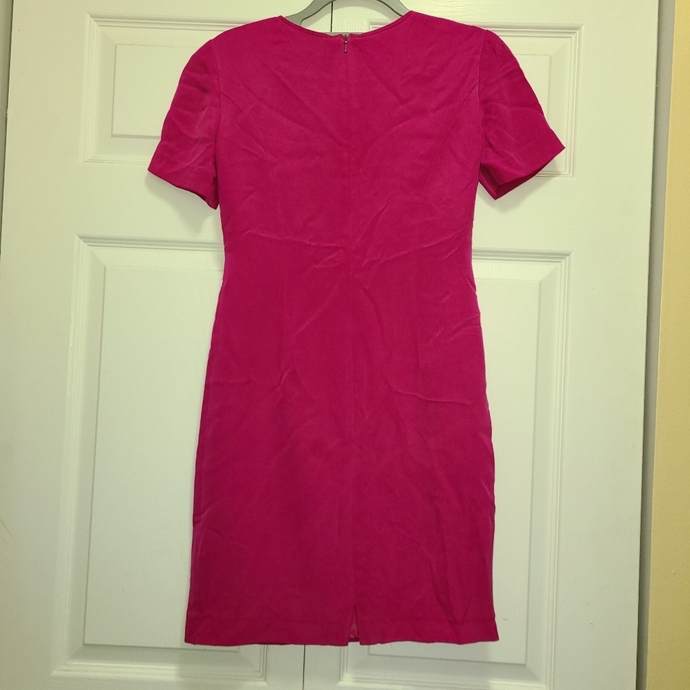 100% SILK SHOMI fuchsia pink mini dress size 2 euc vintage - Picture 2 of 13